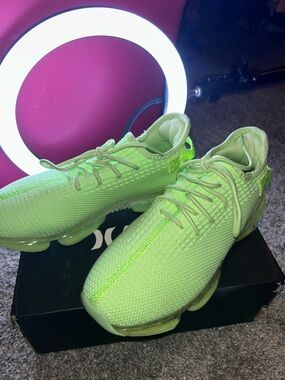 Men's Neon Green Knit Running Sneakers